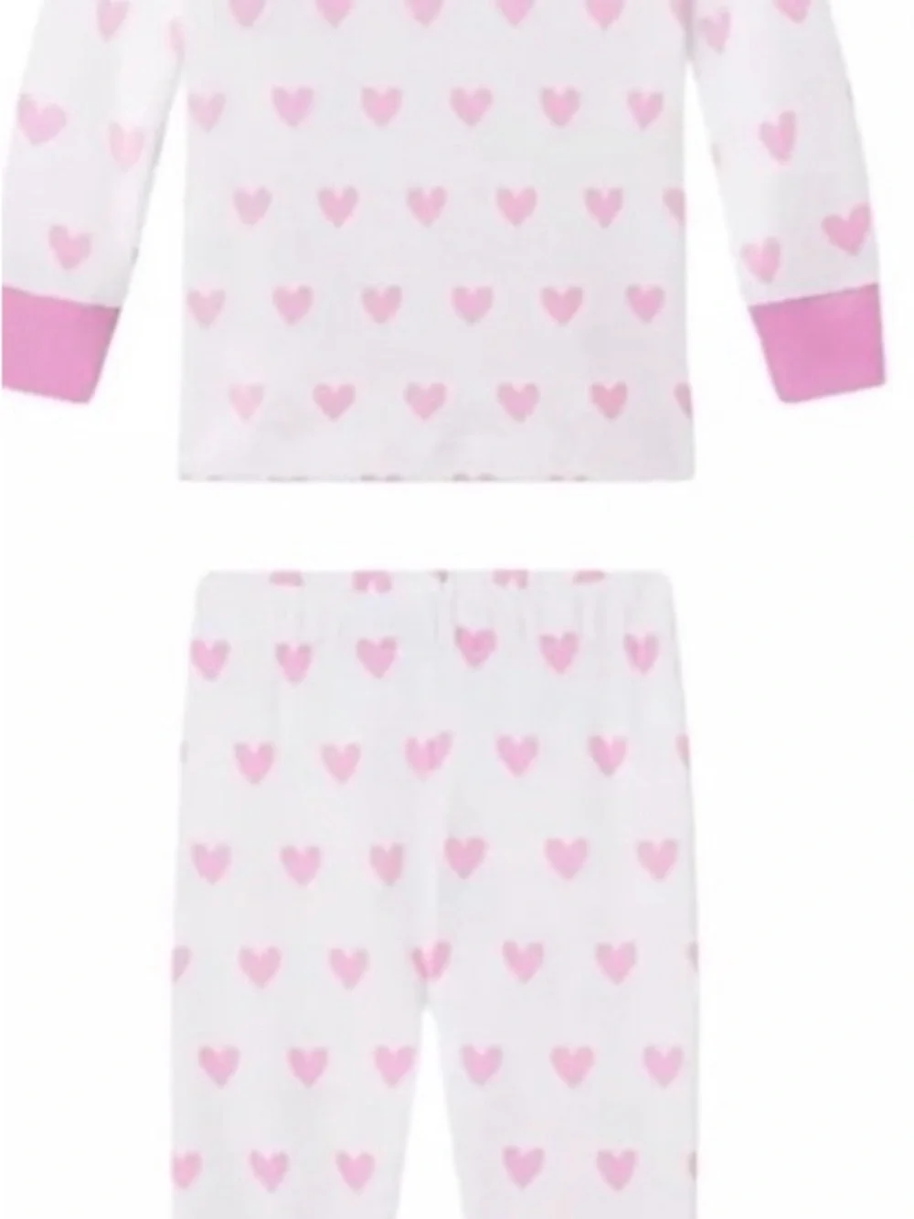 Kids Long-Long Pajama Set in Darling Pink Heart